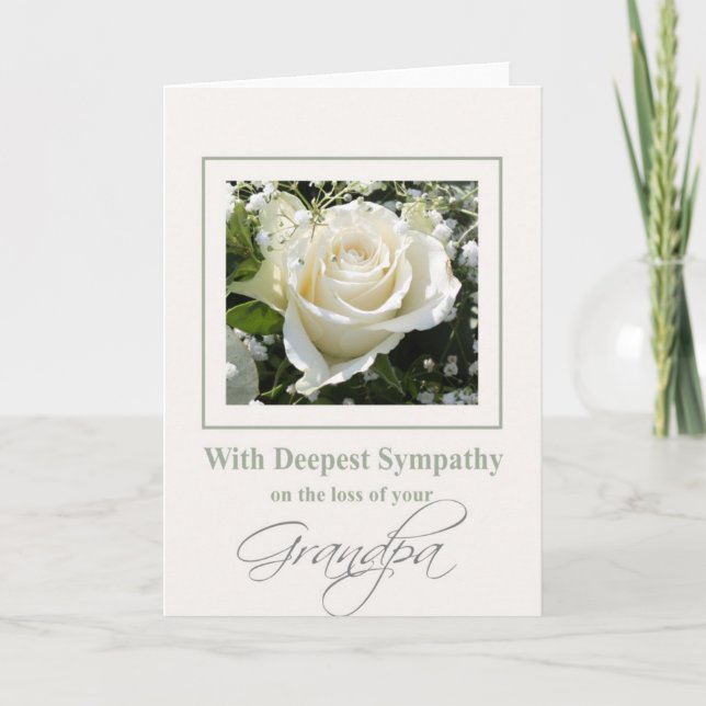 Grandfather loss Rose sympathy Card (Front)