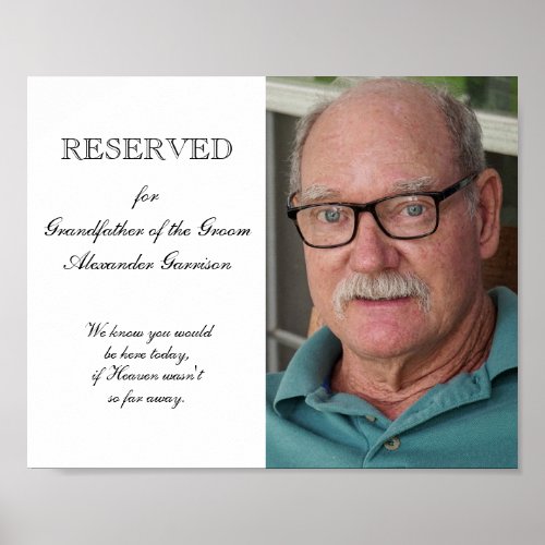 Grandfather of Groom Photo Memorial Seat Wedding Poster