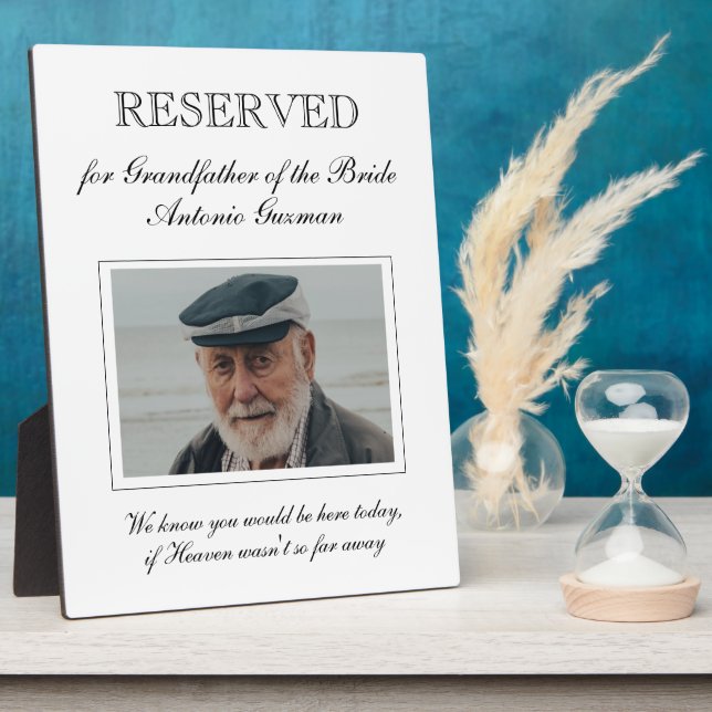 Grandfather of the Bride Reserved Seat Memorial Plaque (Side)