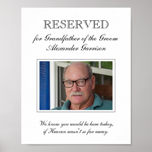 Grandfather of the Groom Memorial Photo Wedding Poster