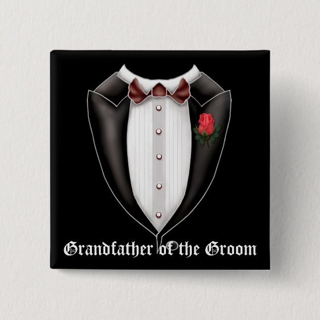 Grandfather Of The Groom Tuxedo Button (Front)