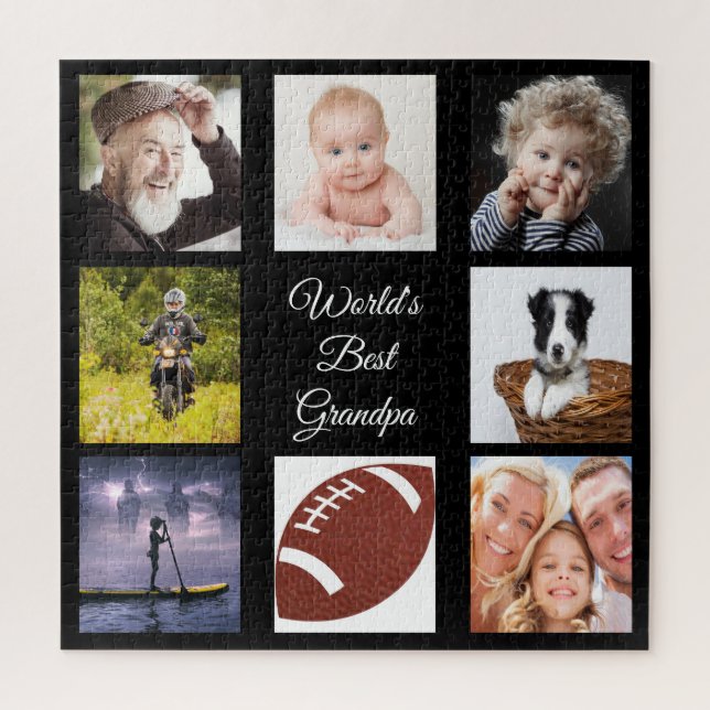Grandfather Photo collage best grandpa black Jigsaw Puzzle (Vertical)