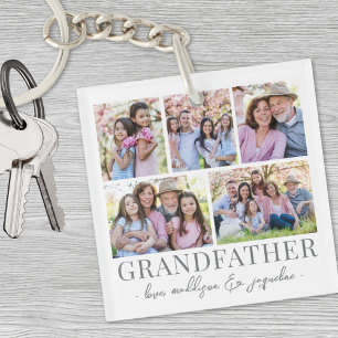 Grandfather Photo Collage Keychain