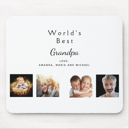 Grandfather photo collage white mouse pad