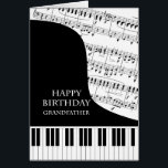 Grandfather Piano and Music Birthday<br><div class="desc">A birthday card for a grandfather who is into piano music. A grand piano with the keys along the bottom of the card. A sheet of music fills the background. A great card for someone who loves music. This is NOT a musical card,  it does NOT play music:</div>