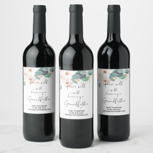 Grandfather Pregnancy Announcement for Father Dad  Wine Label
