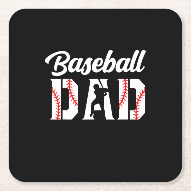 Grandfather Quotes | Baseball Dad Square Paper Coaster (Front)