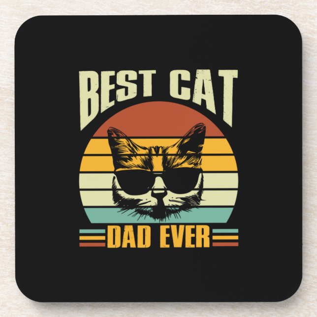 Grandfather Quotes | Best Cat Dad Ever Beverage Coaster (Front)