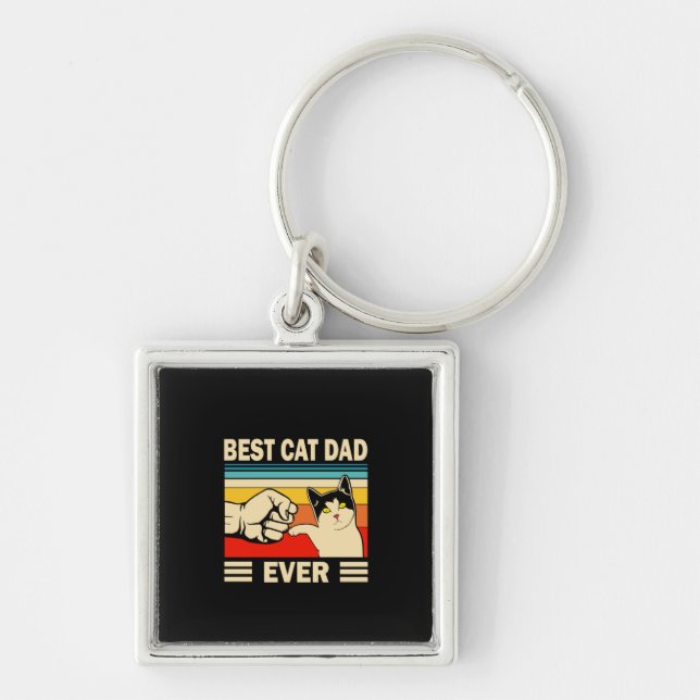 Grandfather Quotes | Best Cat Dad Ever Keychain (Front)