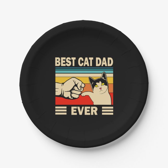 Grandfather Quotes | Best Cat Dad Ever Paper Plates (Front)
