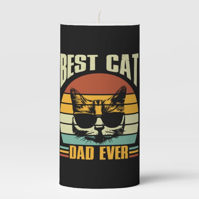 Grandfather Quotes | Best Cat Dad Ever Pillar Candle (Front)