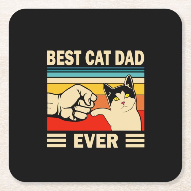Grandfather Quotes | Best Cat Dad Ever Square Paper Coaster (Front)