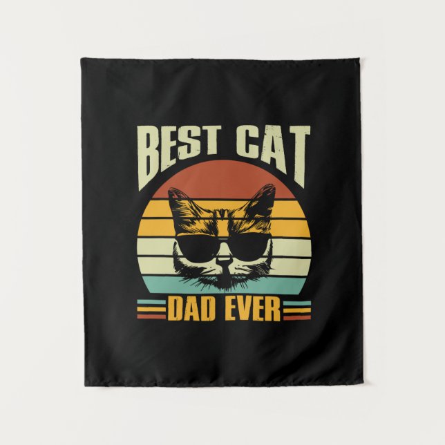 Grandfather Quotes | Best Cat Dad Ever Tapestry (Front)