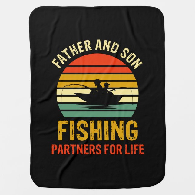 Grandfather Quotes Father And Son Fishing Partner Baby Blanket (Front)