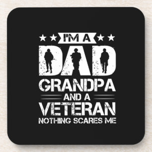 Grandfather Quotes I Am A Dad And A Veteran Beverage Coaster
