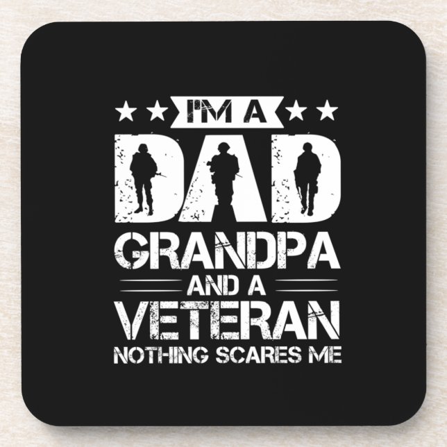 Grandfather Quotes | I Am A Dad And A Veteran Beverage Coaster (Front)