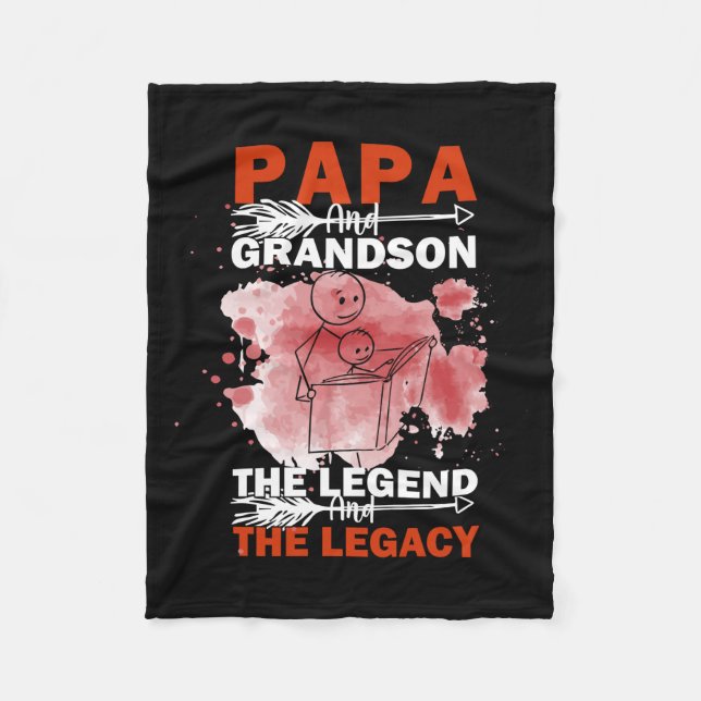 Grandfather Quotes | Papa And Grandson Fleece Blanket (Front)