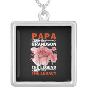 Grandfather Quotes Papa And Grandson Silver Plated Necklace