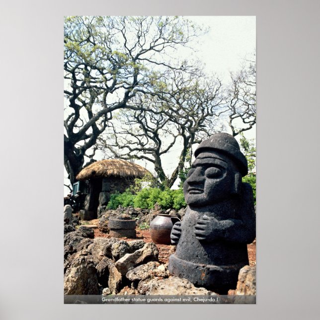 Grandfather statue guards against evil, Cheju-do I Poster (Front)