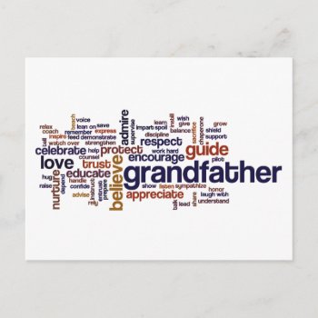 Grandfather Word Cloud Postcard by JulDesign at Zazzle