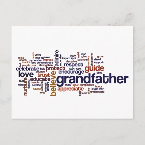 Grandfather Word Cloud Postcard