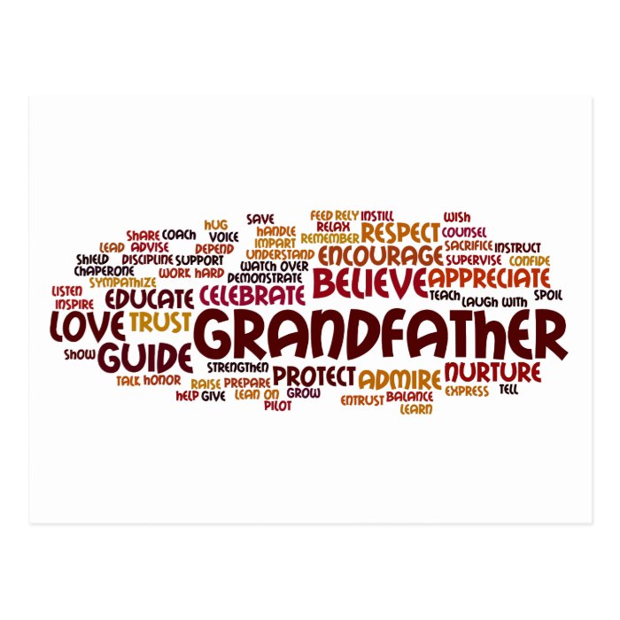 Grandfather Word Cloud Postcard