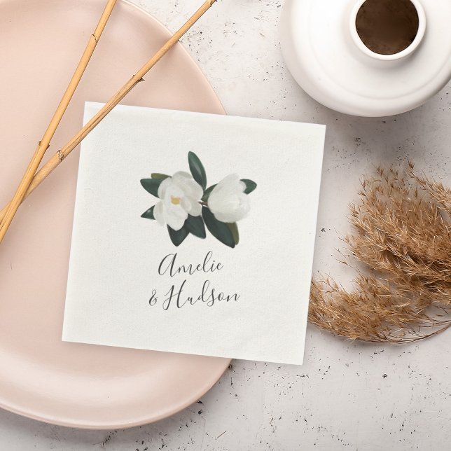 Grandiflora Personalized Wedding Paper Napkins (Creator Uploaded)