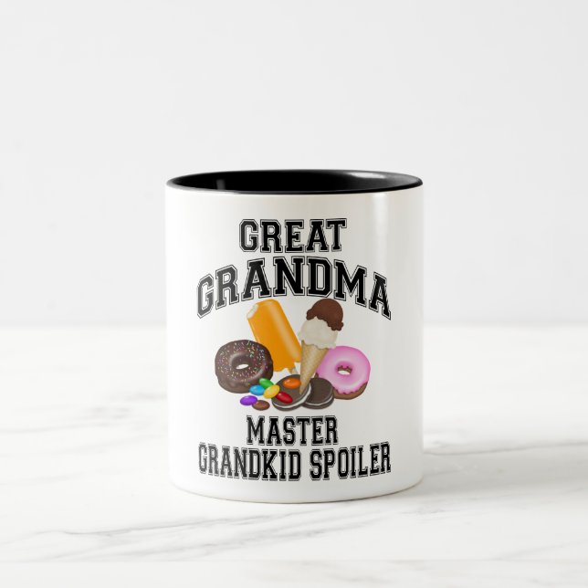 Grandkid Spoiler Great Grandma Two-Tone Coffee Mug (Center)