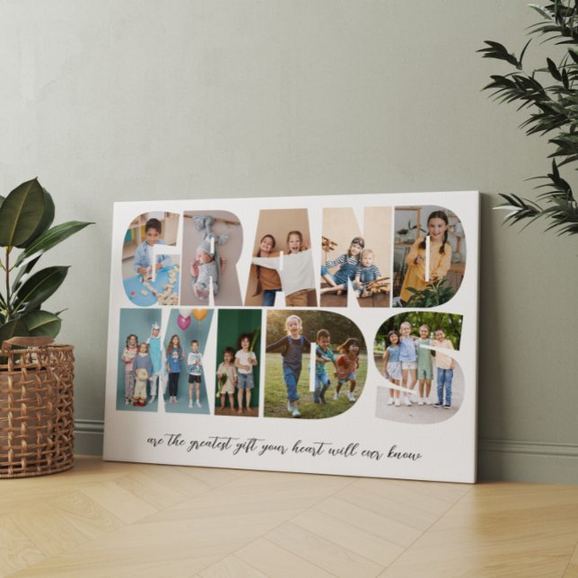 Grandkids 9 Photo Collage, Gift for Grandparents Canvas Print (Creator Uploaded)