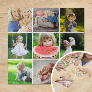 Grandkids 9 Square Photo Instagram Collage Jigsaw Puzzle
