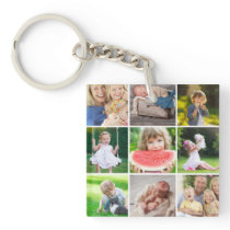Grandkids 9 Square Photo Instagram Collage Keychain Grandkids 9 Square Photo Instagram Collage Keychain