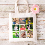 Grandkids 9 Square Photo Instagram Collage Tote Bag<br><div class="desc">Affordable custom printed tote bags personalized with your photos and text. This template has space for 9 square Instagram photos. Use the design tools to add your own text, add more photos, change the background color and edit text fonts and colors to create a unique one of a kind Mother's...</div>