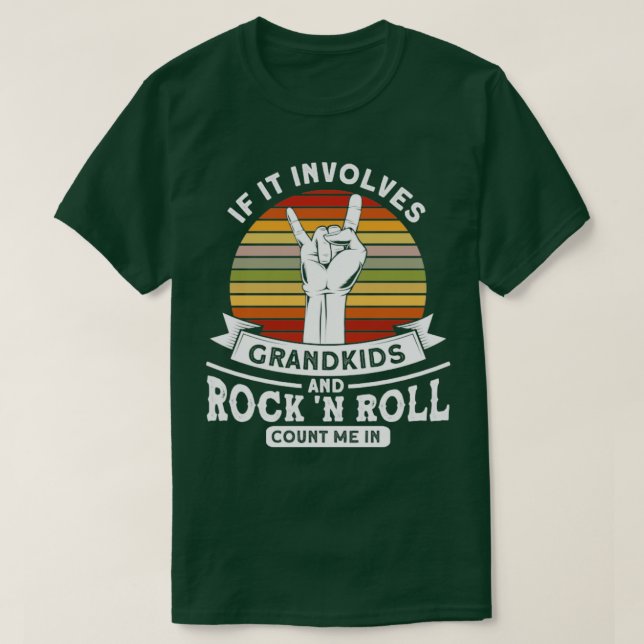 Grandkids And Rock n Roll Rock N Roll Guitar  T-Shirt (Design Front)