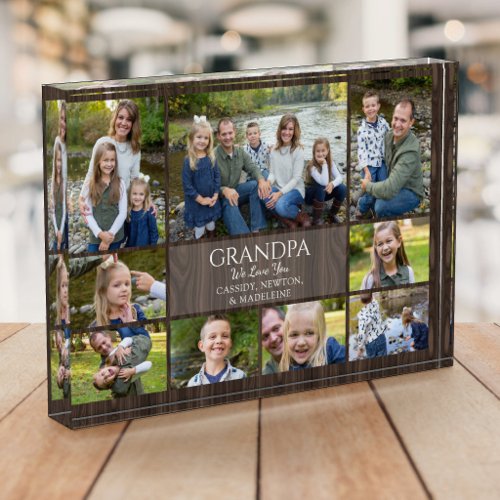 Grandkids Grandpa Collage 9 Photos Acrylic Award