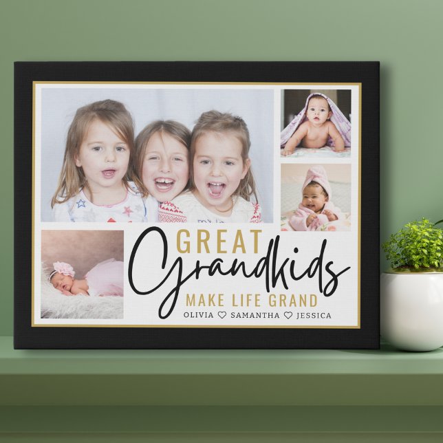 Grandkids Great Grandparents Life Quote 4 Photo Faux Canvas Print (Grandkids Great Grandparents Life Quote 4 Photo Faux Canvas Print
)