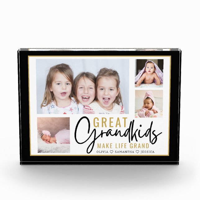 Grandkids Great Grandparents Life Quote 4 Picture Photo Block (Front)