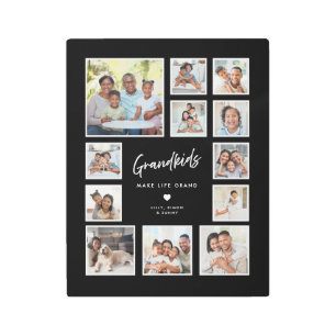 Grandkids Make Life Grand 12 Photo Collage Gallery Metal Print