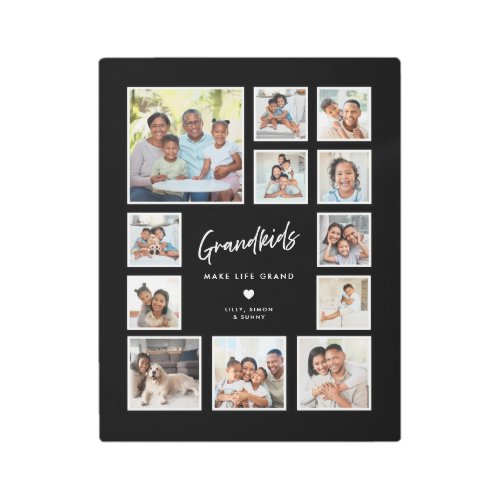 Grandkids Make Life Grand 12 Photo Collage Gallery Metal Print