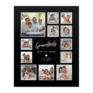 Grandkids Make Life Grand   12 Photo Collage Grid Acrylic Print
