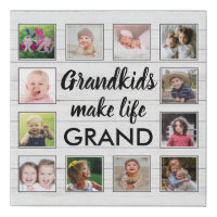 Grandkids Make Life Grand 12 Photo White Wood