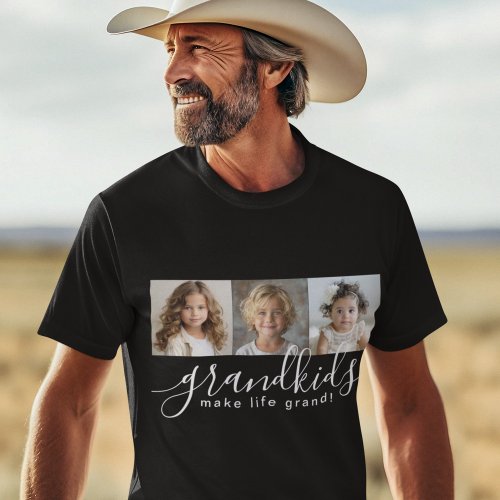 Grandkids Make Life Grand 3 Photo Collage T_Shirt