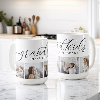 Grandkids Make Life Grand | 4 Photo Collage Coffee Mug