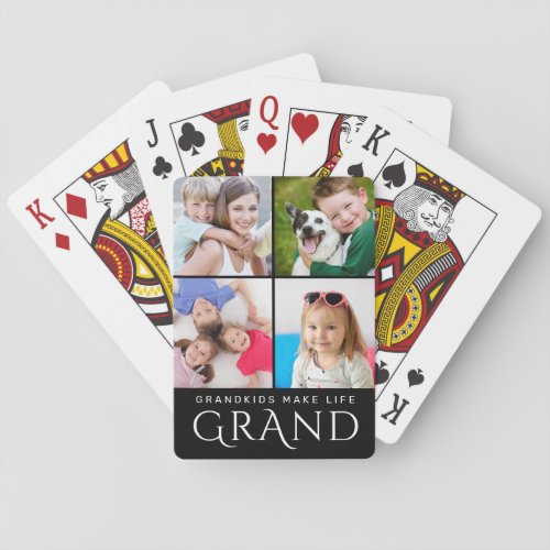 GRANDKIDS MAKE LIFE GRAND 4 Photo Collage Playing Cards