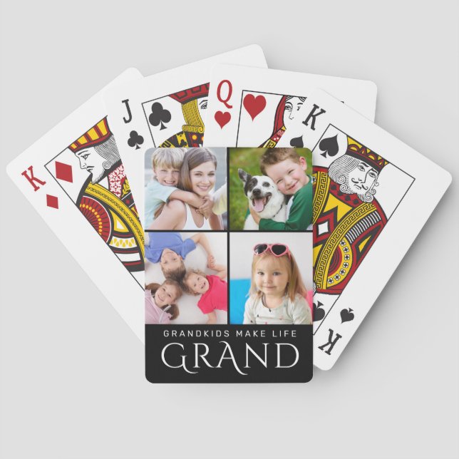 GRANDKIDS MAKE LIFE GRAND 4 Photo Collage Poker Cards (Back)