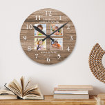 Grandkids Make Life Grand 4 Photo Collage Wood Round Clock<br><div class="desc">A rustic photo collage gift for grandparents with a sentimental quote "Grandkids make life grand".Personalize with 4 pictures of  grandchildren   to make it a memorable gift for grandparents's day, christmas and birthday.</div>