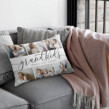 Grandkids Make Life Grand | 6 Photo Collage Accent Pillow by RedwoodAndVine at Zazzle