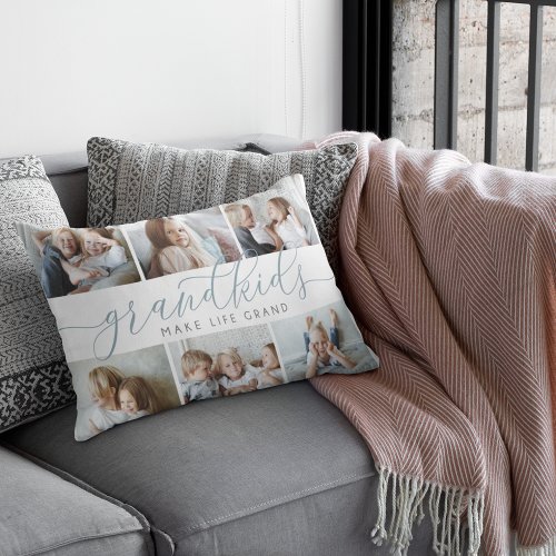 Grandkids Make Life Grand  6 Photo Collage Accent Pillow