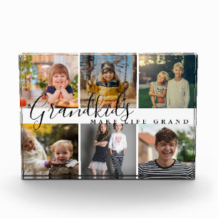 Grandkids Make Life Grand 6 Photo Gift For Grandma Block