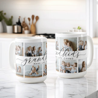 Grandkids Make Life Grand | 8 Photo Collage Coffee Mug