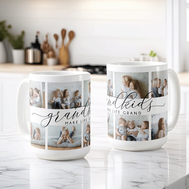 Grandkids Make Life Grand | 8 Photo Collage Coffee Mug (Creator Uploaded)